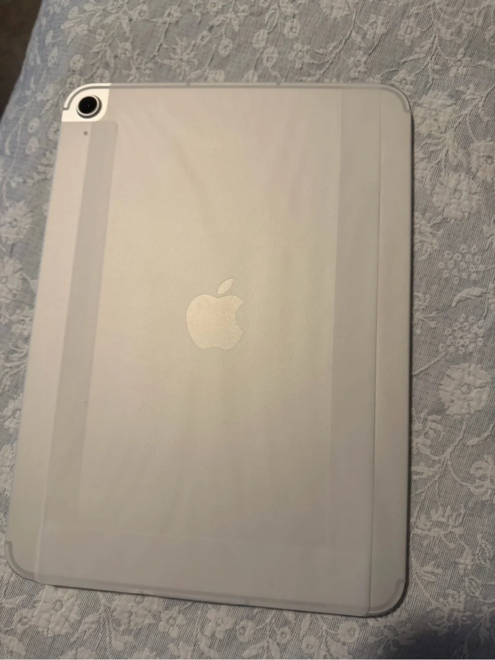 Apple Tablet with White Front and Yellow, Pink, Blue Display